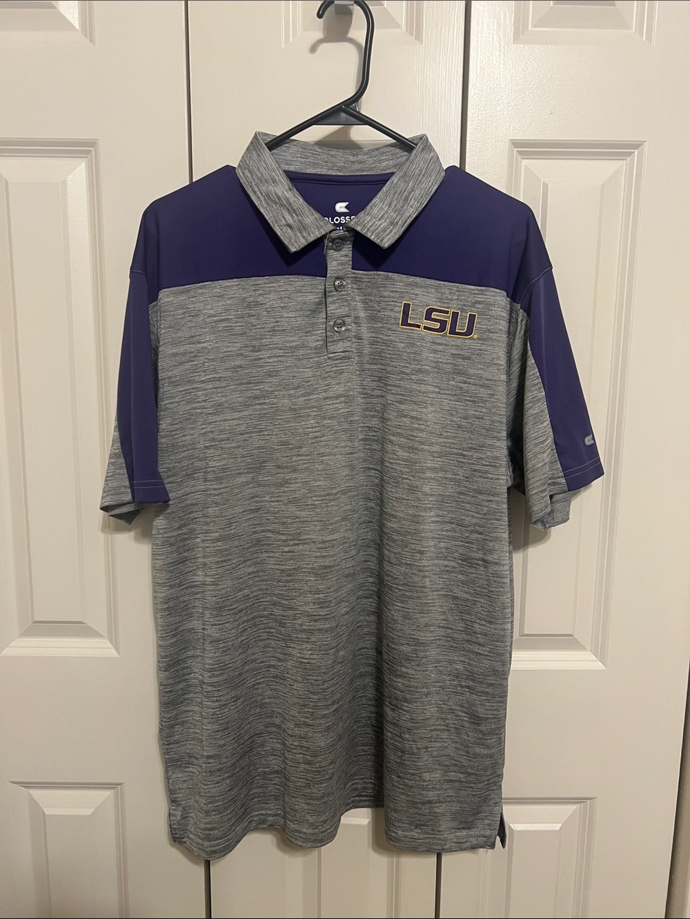 Colosseum LSU Gray and Purple Team Polo